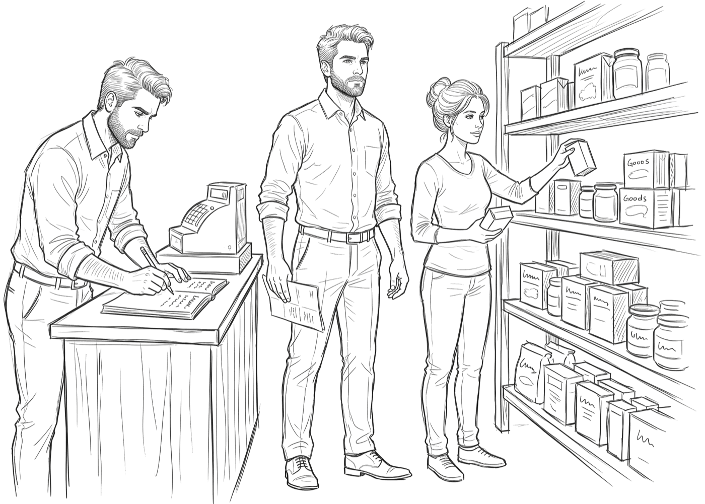 Two partners running a shop together, the typical partnership firm client