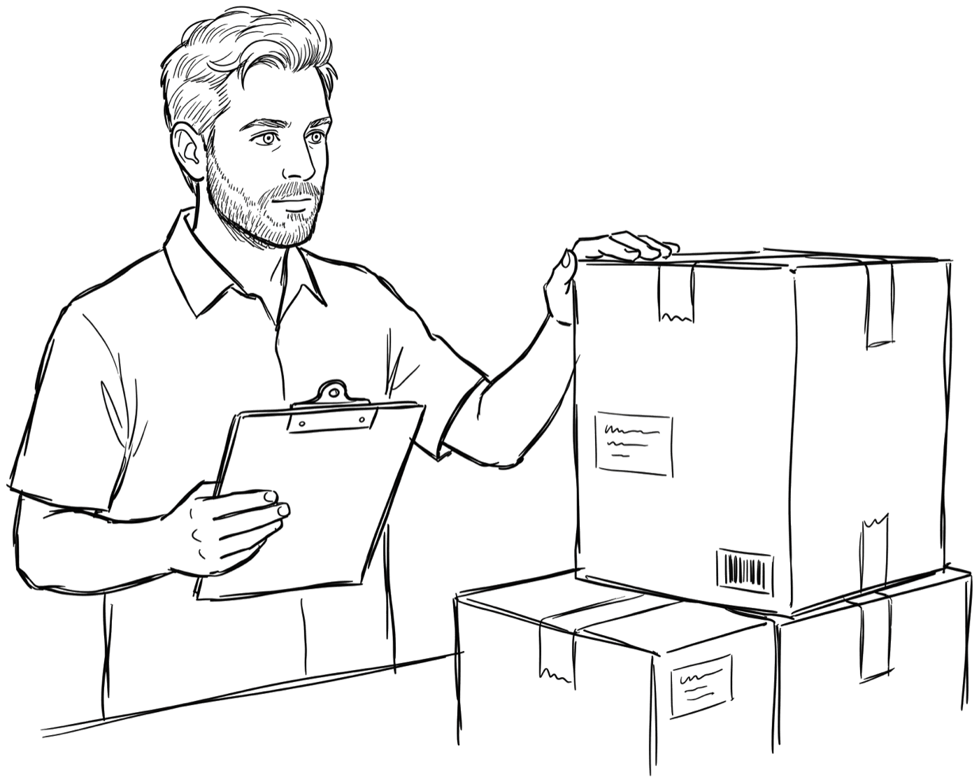 An exporter checking a consignment against shipping documents before filing